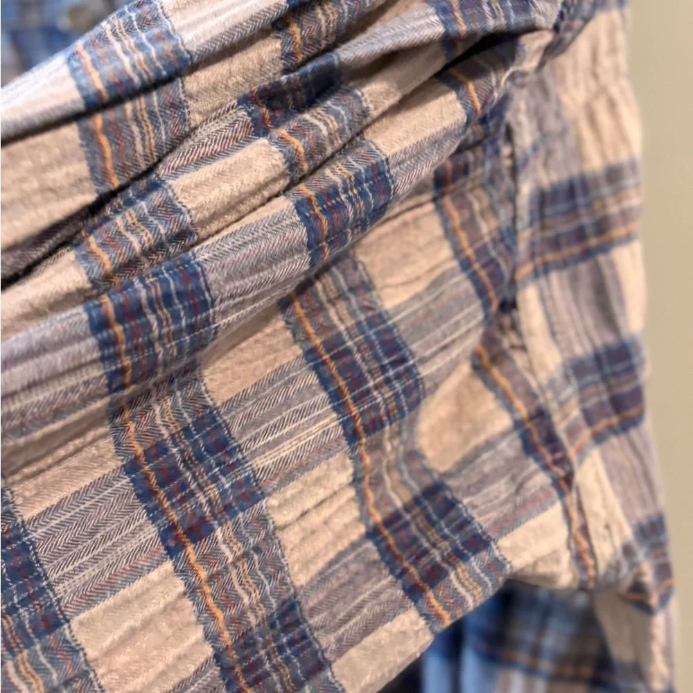 Free People Jessi Plaid Prairie Cottagecore Boho Top in Grey Combo Size Medium
